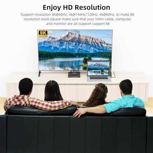 Commutateur KVM HDMI USB 3.0 double écran pour 4 PC 8K - 6