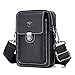Kleine Leder-Umhängetasche für Herren, Handy-Umhängetasche für Männer, Leder-Handy-Gürteltasche, verstellbarer Schultergurt, geeignet für Freizeitreisen und Pendeln, Retro-Mode,Schwarz,Perfect