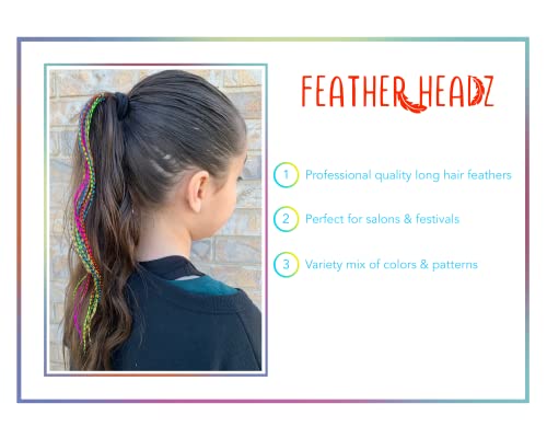 21 penas de cabelo de cor grizzly arco-íris - 17,8 cm - 30,5 cm de comprimento - penas para extensão