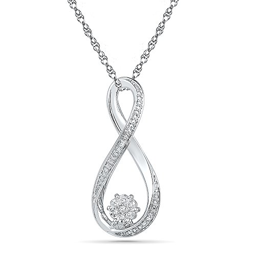 DGOLD Sterling Silver White Round Diamond Fashion Pendant (0.03Cttw)