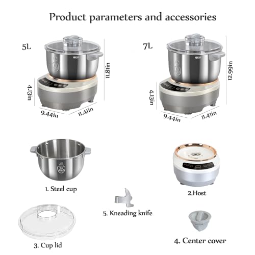 Pétrisseur de pâte robot 7L automatisé par micro-ordinateur - 7