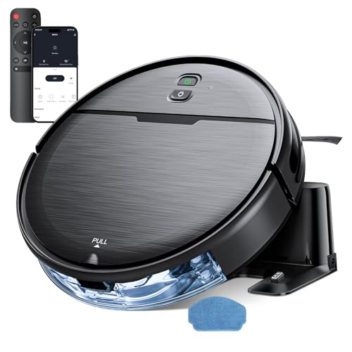 Robot Vacuum and Mop Combo, 2300Pa Strong Suction, 2-in-1 Dust Box and Water Tank, Works with Alexa/Google Assistant, Long Runtime, Schedule, Quiet, Ideal for Hard Floors, Low-Pile Carpets and Pets
