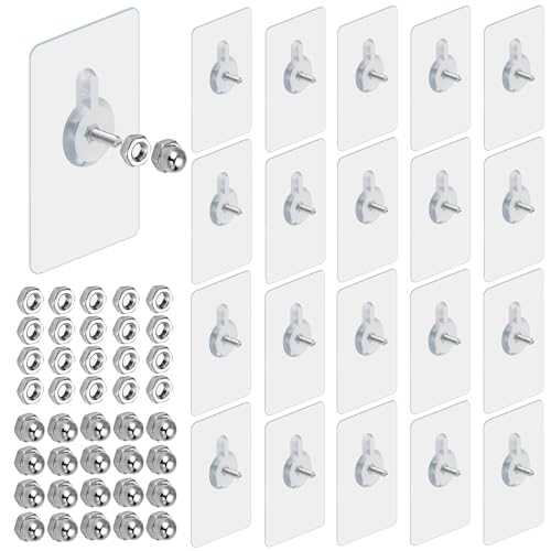 zrfgbxim 20 Piezas Ganchos Adhesivos, Cuelga Cuadros Sin Clavos, Tornillos Clavos Adhesivos para Colgar Cuadros, Ganchos Autoadhesivos Transparentes para Colgar Reloj, Foto, Cuadros (8MM)