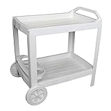 Der Rollwagen bietet auf 2 Ebenen genug Platz, um Essen und Getränke sicher abzustellen