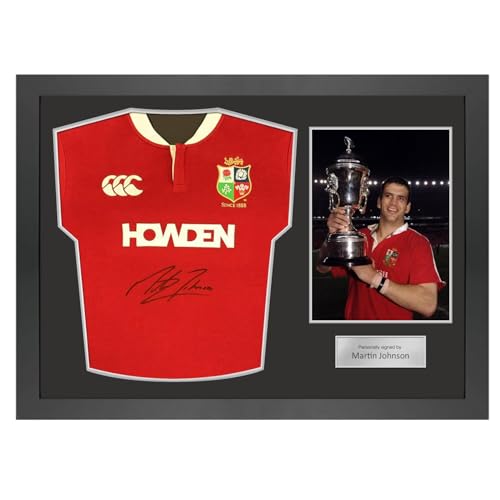 Maillot de Rugby des Lions signé par Martin Johnson, cadre prestige