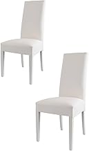 t m c s Tommychairs Set of 2 Luisa Chairs for Kitchen, Dining Room, Bar and Restaurant, Solid Beech Wood Structure and Seat Upholstered in White Leatherette