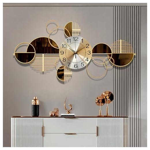 Metal Wall Clock Decorative 3D Metal Wall Art Clock for Living Room Bedroom Creative Modern Big Wall Clock Decor with Silent No-Ticking 34 X 17.7 inch