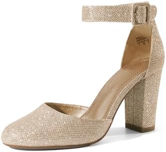 DREAM PAIRS Womens High Heels Closed Toe Court Shoes Block Ankle ...