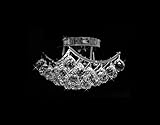 Joshua Marshall Home Collection 10611 Clear Swarovski or European Crystals 4-bulb Multi Light Chandelier Chrome Flush Mount Light, Silver