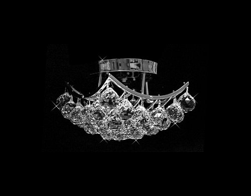 Joshua Marshall Home Collection 10611 Clear Swarovski or European Crystals 4-bulb Multi Light Chandelier Chrome Flush Mount Light, Silver