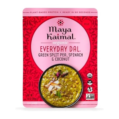 MAYA KAIMAL Organic Green Split Peas, Spinach & Coconut Everyday Dal, 10 OZ Cover