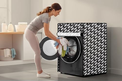 Image of Stylista Washing Machine Cover Compatible for IFB Senator Smart 8 Kg Front-Load Symmetric Pattern Black