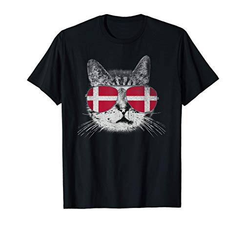 Cat Shirt Denmark Flag Country Retro Funny Men Women Gift Camiseta