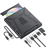 MAHAHUM 9-in-1 External CD/DVD Drive with Phone Holder, USB 3.0 & Type-C Portable DVD±RW/CD Burner, Plug and Play Optical Drive Compatible with Laptop PC, Desktop, Windows 11/10/8/7, Mac, Linux