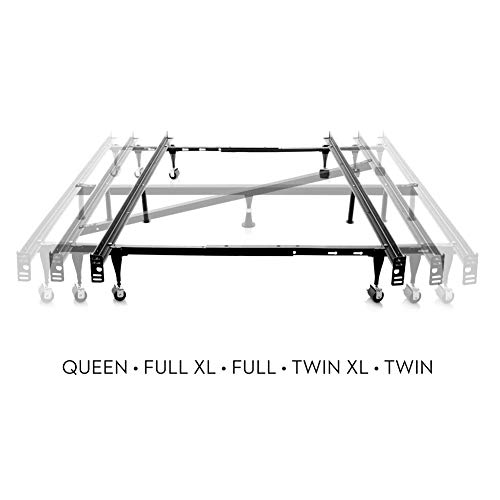 Malouf Heavy Duty Adjustable Metal Center Support And Rug Rollers Bed Frame, Queen, Full Xl, Full, Twin Xl, Twin, Black #TOP2
