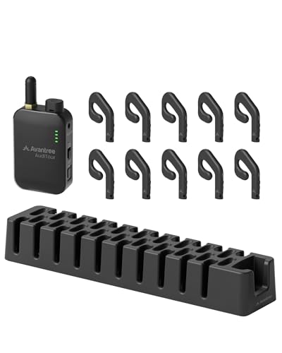 Avantree AudiTour – Système de Visite guidée sans Fil avec 10 Casques Open-Ear, système Audio Facile à Utiliser pour musées et visites guidées, Petits...