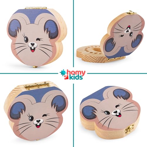 Miniatura 9 de Homykids Caja Dientes De Leche Niño Y Niña - Cajitas De Madera Para Guardar Dientes - Regalos Originales Ratoncito Perez Para Almacenamiento Dientes Azul