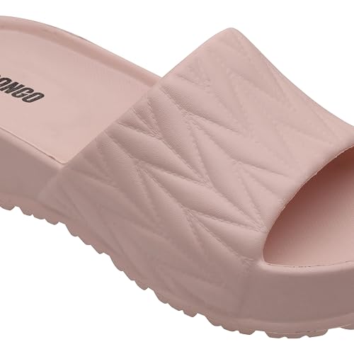 Image of DEBONGO Textured Comfortable Slider for Women | EVA Open Toe Sliders with Textured Upper and Cushioned Sole | Easy Slip-On Sandals for Relaxed Styling and Movement