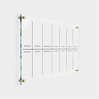 CUSTOM Acrylic Weekly Wall Planner - Dry Erase Board, Dry Erase Calendar, To-Do List, Transparent Calendar (14"x11", Standard Package)