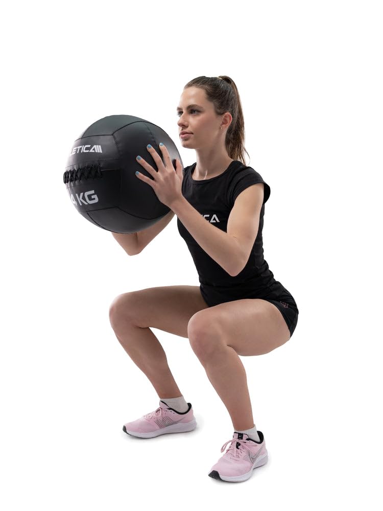 Atletica Wall Ball in ecopelle resistente | per lancio e per rafforzare i muscoli del tronco e profondi | 4, 6, 9 o 12 kg | Ø 35 cm dimensione 9 kg