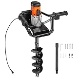 Uargd Pelleteuse électrique avec foret hélicoïdal de 14,5 cm, moteur de 1500 W, foret en alliage d'acier 140 tr/min, avec tige d'extension de 26 cm, idéal pour creuser, percer et planter des arbres
