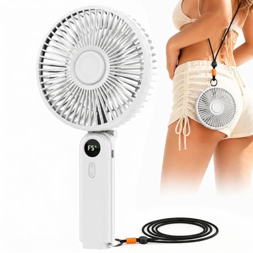 Image of Portable Handheld Fan, 10000mAh Rechargeable Personal Fan for 40H, 6-Inch Ultra Quiet Foldable Hand Fan, 5-Speed Gentle Airflow Battery Operated Fans for Travel Outdoor Lash Makeup Gifts for Women
