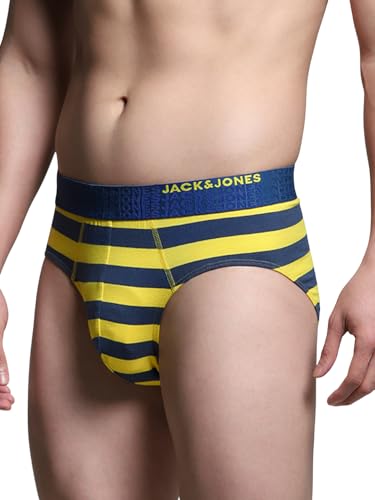 Image of JACK & JONES Men's Cotton Blend Classic Striped Briefs