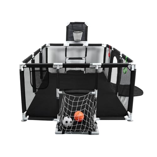 Parc de jeu pliable pour bébé avec tapis lavable en machine et balles de piscine | Grande cour de jeu portable pour les tout-petits| Clôture de sécurité...