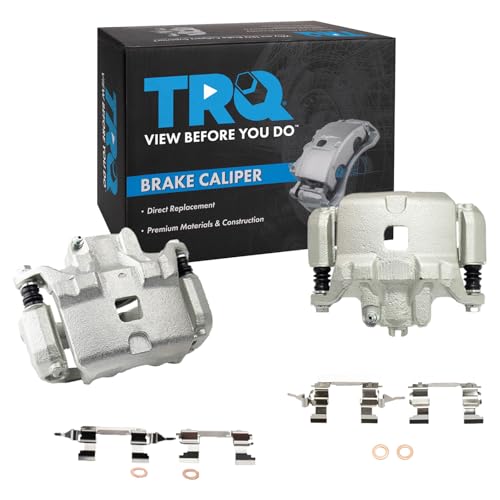 Image of TRQ Front Brake Caliper Set Zinc Coated Brackets Hardware Compatible with 2002-2004 Infiniti I35 2002-2006 Nissan Altima 2002-2003 Maxima