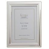 Eccolo World Traveler SP215 Smooth Beaded Silver Plated Frame, Holds a 5 x 7-Inch Photo