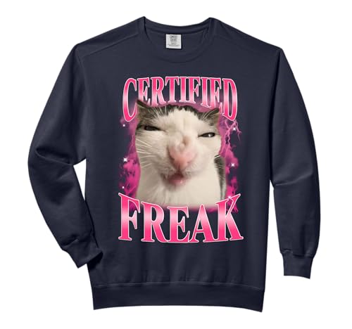 Certified Freak Eat Cement Cursed Cat Funny Cat Meme Humor Comfort Colors Adult Sweatshirt
