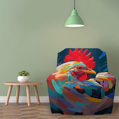 Housse de canapé extensible imprimée poulet | Revêtement durable inclinement