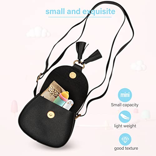 Image of Little Girls Purse for Toddler Kids Girls Leather Crossbody Bag with Tassel (Black)