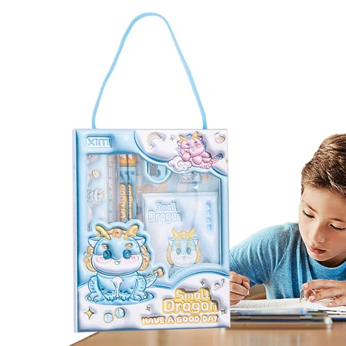 学生用絵画用品セット、子供用動物スタイルの文具セット, 動物スタイルの学生用品パッケージ, 鉛筆バッグ付きポータブル学用品セット 子供、子供、女の子、男の子用