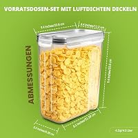 KICHLY Müslibehälter Aufbewahrung – Müslispender & Lebensmittelaufbewahrungsbehälter für Speisekammer-Organisation und Aufbewahrung – Kanister-Sets für Küchentheke (Klar, 4er-Pack) – Ansicht 7