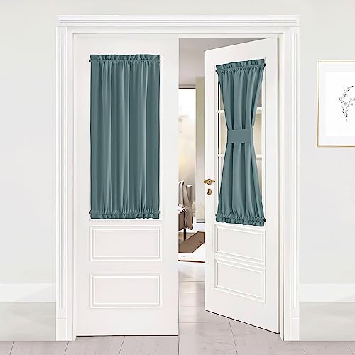 NICETOWN Door Curtains for Window, Thermal Insualted Rod Pocket Short French Front Door Curtain for Kitchen Window Cover Shade with Tieback, 1 Panel (
