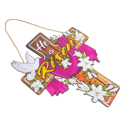 DIYEAH Easter Cross Floral Wreath for Front Door Wall Hanging Decoration for Spring Celebrations Religious Home Decor Versatile Use