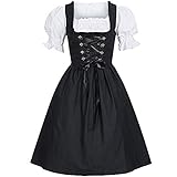 Writtian Damen Bayerisches Bierfest Kostüme Frauen Oktoberfest Karneval Trachtenkleid Mittelalter Vintage Maidservant Kleid Cosplay Kostüm Mini Dirndl Kleid Sexy Midi-Kleid