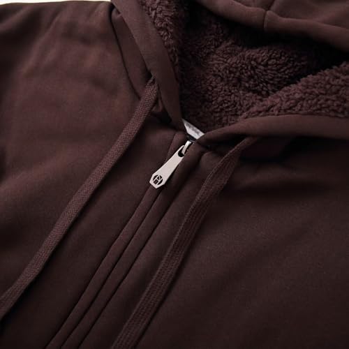 Image of LeeHanTon Men Fleece Jacket Lightweight Sherpa Fleece Jackets Zip Up Hoodie Lined Sweatshirt Coat with Pockets