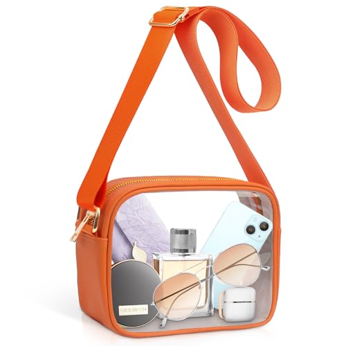 KETIEE Clear Crossbody Bag, Stadium Approved Clear Purse Bag for Concerts Sports Events Festivals Orange