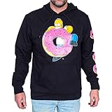 Mad Engine The Simpsons Homer Donut Pull Over Hoodie Sweatshirt Black