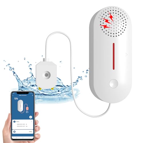 eMylo Water Sensor,Water Detector Alarm Leak Detector,Flood Sensor WiFi Water Leak Detector for Home with 100dB Adjustable Alarm and App Alerts,Compatible with Tuya/Smart Life (Standalone Wi-Fi Model)