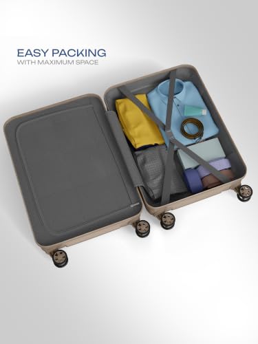 Image of Safari Medium Symphony 66cm Trolley Bag Hard Case Polypropylene, 8 Spinner Wheels, 360 Degree Wheeling Carry on Luggage, Travel Bag, Suitcase for Travel, Trolley Bags for Travel, Dark Champagne