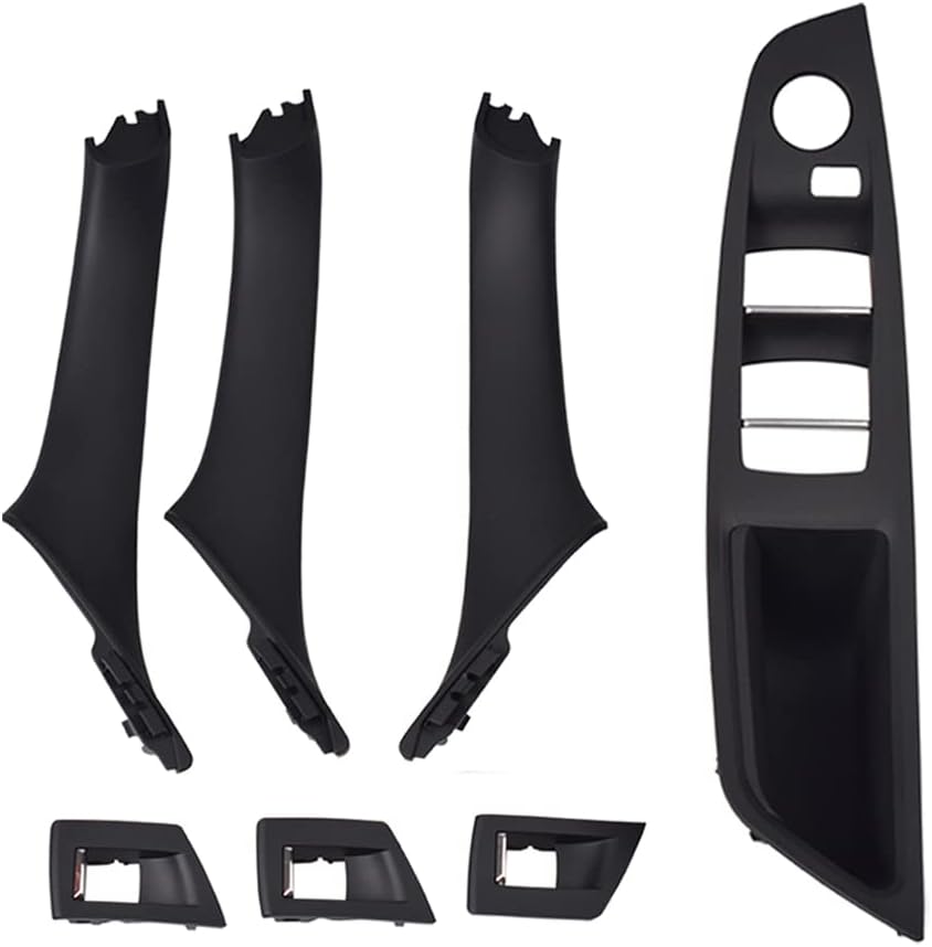 Hacreyatu RHD Right Driver Car Interior Door Handle Armrest Panel Pull Trim Cover Set for BMW 5 Series F10 F11 520i 523i 525i 528i 530i (Black)