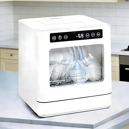 Lave-vaisselle compact miniature 75°C à double arrivée d'eau pour studio