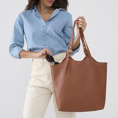 Image of HOXIS Tote Bag for Women with Adjustable Handles Soft Vegan Leather Shoulder Handbag for Work, Travel & Everyday Use