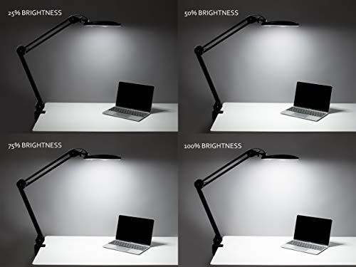 (New Model) Neatfi Bifocals 1,200 Lumens Super LED Magnifying Lamp with Clamp, 5 Diopter with 20 Diopter, Dimmable, 60 Pcs SMD LED, 5 Inches Diameter Lens, Adjustable Arm Utility Clamp (Black) - Thumbnail 5