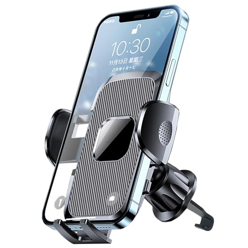 LDJYEONS Soporte Móvil Coche, Soporte Móvil Coche Universal del Aire Ventilación, Operación Sola Mano y 360° Rotación, Compatibles con iPhone e Android, Negro