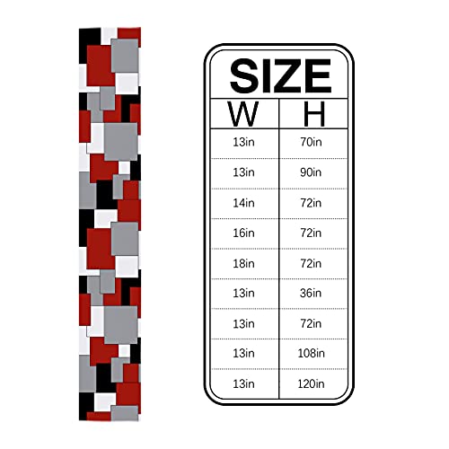 Abstract Geometric Table Runner 13X90Inch Long, Anti-Slip Cotton Linen Table Runenrs, Rectangle Tabletop Decoration For Wedding Kitchen Holiday Party Home Decor Red Black Grey Color Blocks Splice #TOP5