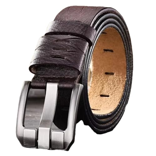 Men’S 3.8Cm Genuine Leather Belt Luxury Vintage Metal Pin Buckle Solid Casual Jeans Designer Strap
